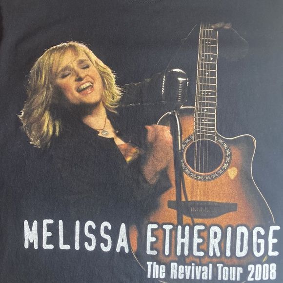 Womens Medium Anvil Melissa Etheridge T-shirt Revival Tour 2008 Tee Black - Picture 4 of 11